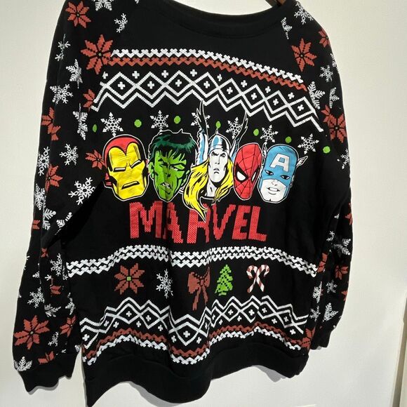 Marvel men’s Multicolor Avengers Christmas Raglan Long Sleeve Sweatshirt XL - Picture 2 of 9